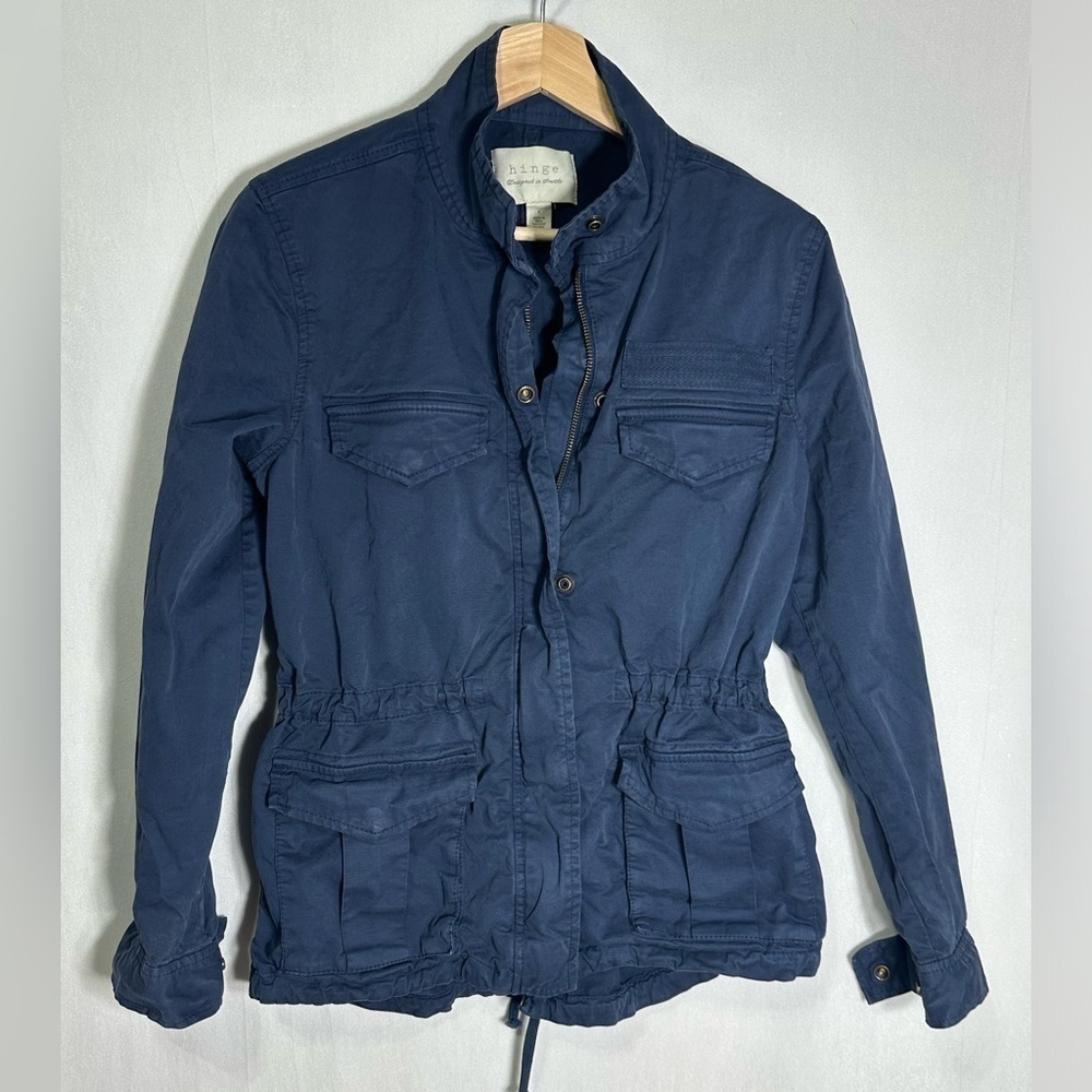 Hinge Navy Blue Cotton Utility Field Jacket Military Style Small HL320822MI‎